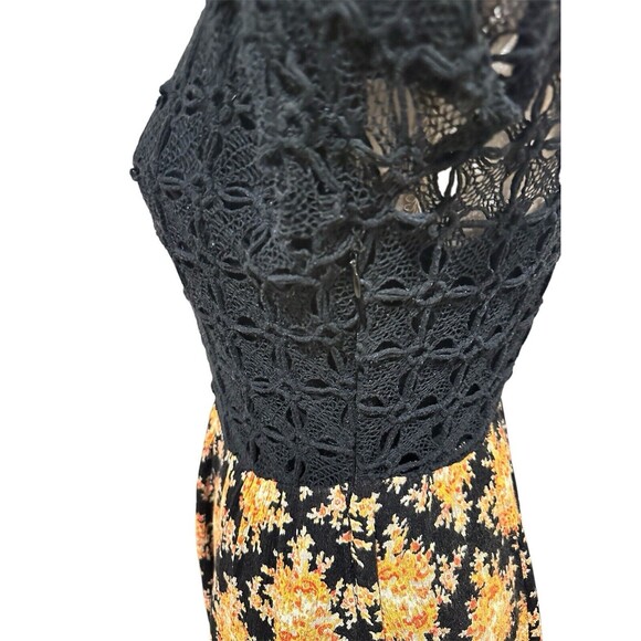 Free People Women's 4 Lonesome Dove Dress in Black Combo Hi Low Crochet - Picture 7 of 11